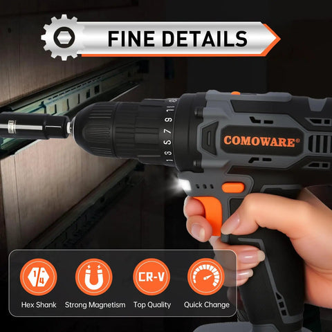 Killer 55 Piece Magnetic Impact Nut Driver Set Featuring Deep Metric And Sae Sockets, showing hex shank and quick change feature.
