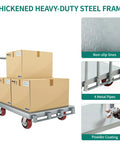 Beast 2 In 1 Drywall Cart Heavy Duty Platform Cart with folding wheels and sides, loaded with boxes, steel frame visible.