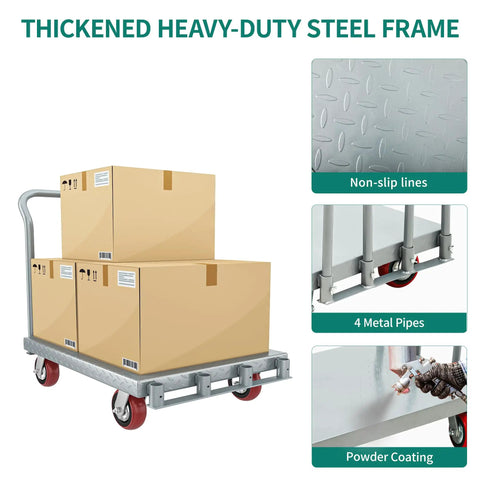 Beast 2 In 1 Drywall Cart Heavy Duty Platform Cart with folding wheels and sides, loaded with boxes, steel frame visible.