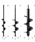 Set Of 3 Garden Auger Drill Bits For Planting 1.6 By 12 Inch, 2.6 By 12 Inch, 3.5 By 12 Inch Deep Holes Bulb And Bedding Plant Augers