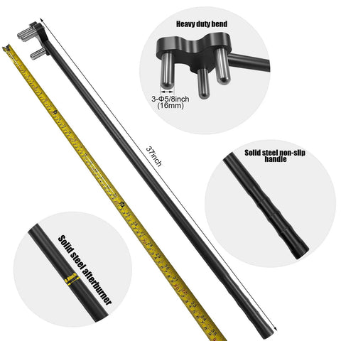 Jmsmsh Heavy Duty Hand Rebar Bender Tool For Steel Rods Up To 5/8 Inch showing 37-inch lever and heavy duty bend details.