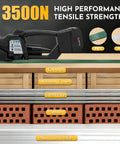 Cordless Electric Strapping Tool For Pet And Pp Straps Featuring Adjustable Tension Up To 3500N next to materials like cartons and wooden crates.