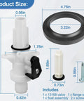 Upgraded RV Toilet Water Valve Kit For Aqua Magic IV Toilets Compatibility With High And Low Models Includes Flange Seal Easy Install Replacement Part For Camper RV Leakproof shown with size measurements.
