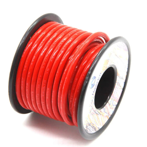 Heavy Duty 10 Gauge Electrical Wire For Automotive And Marine Grade Use, 1000V High Voltage, 25 Foot Red Roll, 10 AWG Stranded Cable
