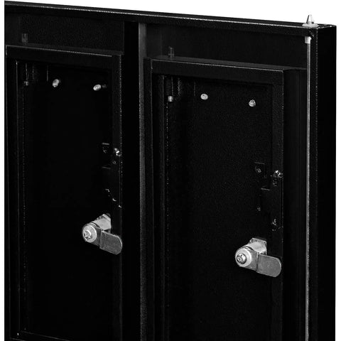 Close-up view of Built Different 12 Door Tablet And Cell Phone Locker featuring keyed differently locks and solid black finish.