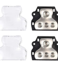 Beefy 3 Way Car Amplifier Power Distribution Block With 0 Gauge In And 3X 4 Gauge Out Nickel Plated Internals Ground Distributor For Auto Audio System Heavy Duty 2 Pack, two blocks shown
