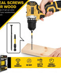 Person using drill with No 10 Three And A Half Inch Black Knurled Star Drive Wood Screws 75 Pack Self Tapping Deck Screws on wood