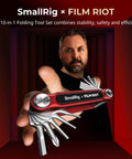 Person holding a 10 In 1 Folding Tool Set For Photo And Video Gear With Screwdrivers And Hex Keys Multi Angle Positioning Kit