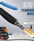 High Pressure Air Blow Gun With 39 Inch Flexible Extension Hose and Adjustable Rotating Nozzle, 1/4 inch standard quick coupling and air compressor connection.