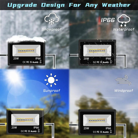 Outdoor RGB LED Flood Light 25W 250W Equiv 2500LM With App Control Bluetooth 16 Million Colors IP66 weatherproof design