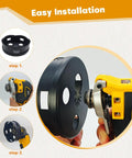 Heavy Duty Multi Tool Hole Saw Blade Kit With Fast Swap Mount For Butter Smooth Cuts In Wood Metal And Drywall No Sweat Assembly installation steps shown.