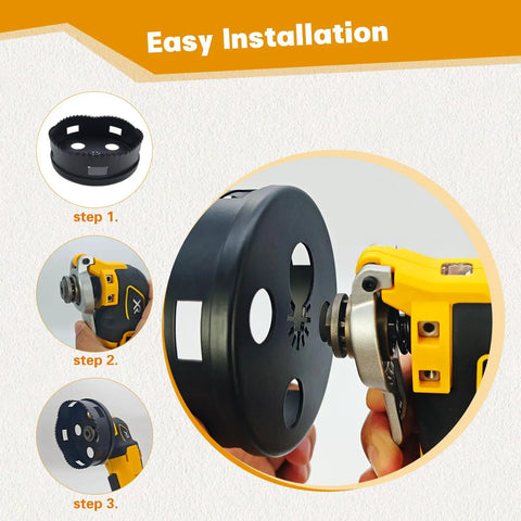 Heavy Duty Multi Tool Hole Saw Blade Kit With Fast Swap Mount For Butter Smooth Cuts In Wood Metal And Drywall No Sweat Assembly installation steps shown.