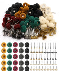 Polishing Kit For Dremel 100 Piece Buffing Wheel Set with colorful mini brushes and wool felt heads for metal and jewelry