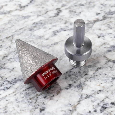 Diamond Beveling Chamfer Drill Bit For Tile Marble Granite Ceramic With Countersink Hole Saw 5/8-11 Thread on stone surface