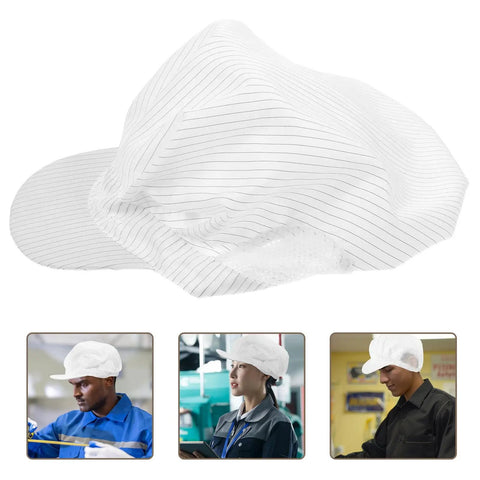 Kickass White Anti Static Mesh Working Hat With Super Breathable Ventilation Dustproof Protective Safety Cap for Food Pharma Electronics jobs