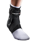 Ankle Support Brace For The Court Right Foot Size L Black A2-DX Guard with cross straps worn on right foot for stability.