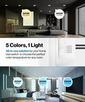 24 Pack 4 Inch LED Recessed Can Lights With 5CCT Selectable Color Temperature From 3000K To 6500K in modern home settings