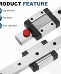 MGN12 100mm Linear Rail Guide Kit With MGN12C Carriage Block For CNC Machines And 3D Printers, showcasing precision features.