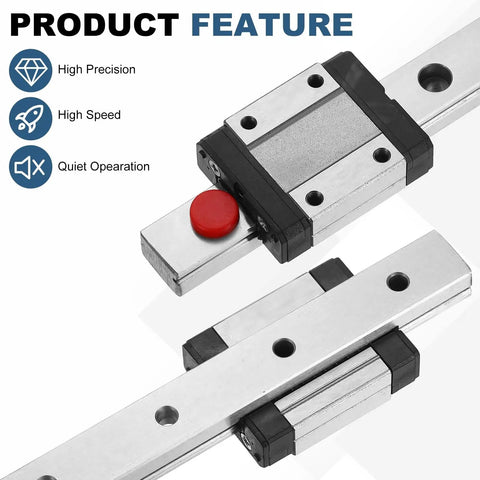 MGN12 100mm Linear Rail Guide Kit With MGN12C Carriage Block For CNC Machines And 3D Printers, showcasing precision features.