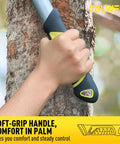 Compact 17 Inch Anvil Loppers And Hedge Shears 3 Piece Garden Pruning Set With soft-grip handle in use for trimming branches.