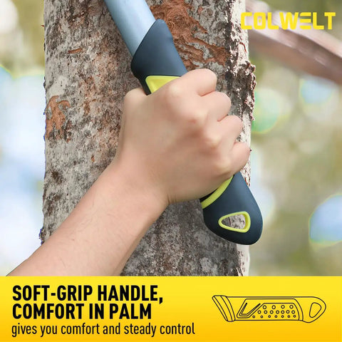Compact 17 Inch Anvil Loppers And Hedge Shears 3 Piece Garden Pruning Set With soft-grip handle in use for trimming branches.