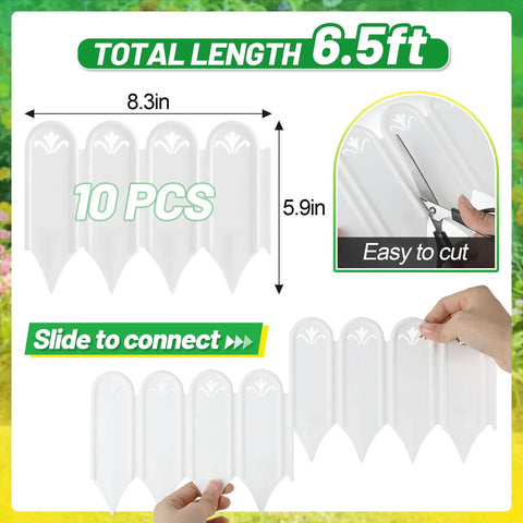 Easy Install Garden Landscape Edging Kit Sets Up In Minutes 6.5 Ft Total Length No Digging Required Lawn Border includes 10 white panels