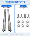 1 Pair Heavy Duty 72 Inch Drawer Slides With Locking And Full Extension Ball Bearing Rails For Smooth Operation, 500 Lb Capacity, Wear Resistant Professional Drawer Runners For RV, Truck, And Cabinets. package contents with 2 slides and screws