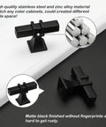 10 Pack Matte Black Cabinet Knobs For Cabinets And Drawers 50mm Length 30mm Height 20mm Base Stainless Steel Square Tube T Bar Kitchen Hardware Easy Install Durable Dresser Knob Pulls For Kitchen Makeover matte black square cabinet knob on display