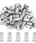 Steel Rivet Nuts Set Of Threaded Inserts In 5 Sizes 8-32 10-24 1/4-20 5/16-18 3/8-16 Pack Of 50 Rivnuts Durable 304 Steel Rust Resistant