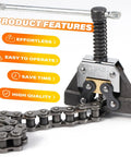Close-up of a Roller Chain Detacher Tool For 420 428 520 525 530 630 Chains Heavy Duty Dismantling Tool with alloy steel construction.