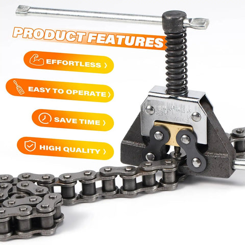 Close-up of a Roller Chain Detacher Tool For 420 428 520 525 530 630 Chains Heavy Duty Dismantling Tool with alloy steel construction.
