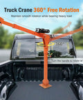 Heavy Duty Truck Bed Crane With 3500 Lbs 12V Winch One Person Setup 360 Degree Swivel Hitch Mounted Engine Hoist Lifts Up To 1100 Lbs