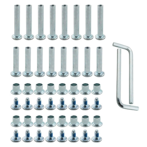 Inline Skate Mounting Screws Kit With Nut Wrench 16 Piece Roller Blade Skate Gear For Wheel Replacement Includes 30mm And 35mm Socket Head Cap Screws Side Plugs And Two Wrenches For Easy Brake Bolt Installation, full kit display.