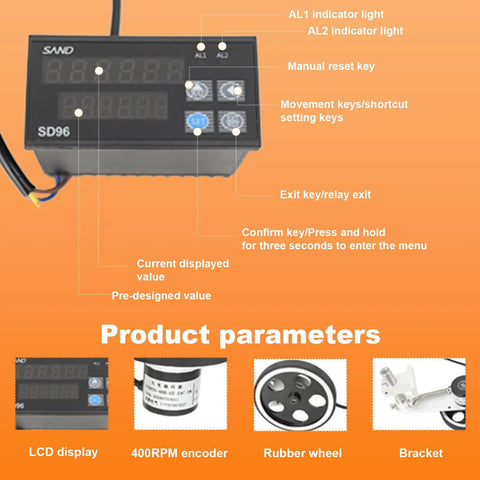 High Performance Digital Length Meter And Mechanical Length Counter For Cloth And Textiles With Quick Cooling Vents and LCD display.
