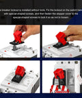 Clip-On Circuit Breaker Lockout Kit With Padlock And Tags For No Tool LOTO Locks in use on breaker handle, installed view