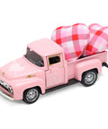 Valentine's Day Metal Farm Truck Decor With Two Hearts, Love Vibe Themed Tiered Tray And Tabletop Decor, Mini Diecast Pickup Model