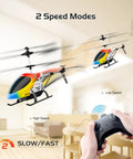 M5 RC Helicopter For Kids And Beginners With Altitude Hold, two-speed modes shown in indoor living room setting, remote control