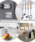 Heavy Duty No Drill Adhesive Wall Hooks 13Lb Load, Transparent Waterproof Hooks For Bathroom And Kitchen, 8 Pack, Strong Adhesive Pads