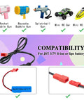 Fast Charge 3.7V JST Battery Charger For Bubble Guns And RC Toys 5V Input With 2A Output Recharges Li Ion Batteries In About 2 Hours USB Cable Included