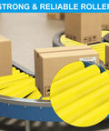 Polyurethane Coated Conveyor Roller Heavy Duty Built to Last 2 Inch Diameter by 10 Inch Length Stainless Steel Shaft Zinc Plated End Yellow