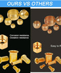 Front view: brass compression fittings assortment kit in six sizes (1/8–1/2 in) with ferrules and sleeves
