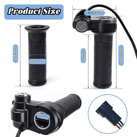 Full Twist Throttle Grip With 2 Keys For 12V To 72V Ebikes And Scooters 3 Pin Electric Bike Throttle Compatible With Q20 Q20Lite Q20Pro H20 H26Pro Models Easy Install And Safe Ride