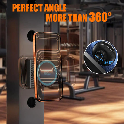 Dual Magnetic Phone Holder For Gym Workout Kitchen Or Any Metal Surface With Rock Solid Power Magnet Base Mount For MagSafe iPhone