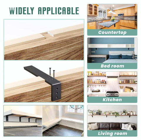 Heavy Duty Countertop Support Brackets 4 Pack 12 By 6 Inch L Shape Steel Corbels Thick 3/8 Wall Mount installation in kitchen.