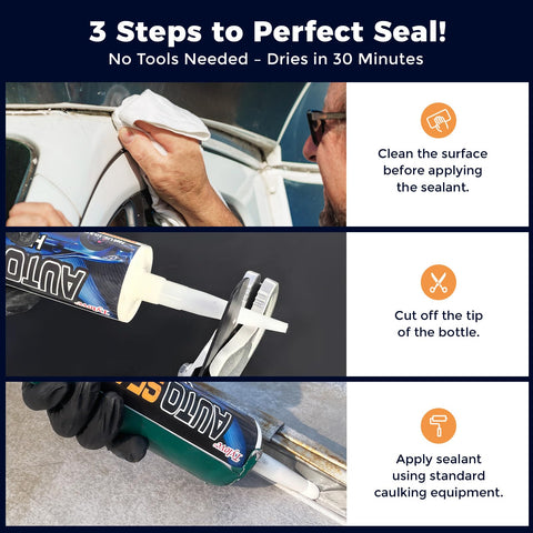 3-step guide on using All Surface Auto Seam Sealer Heavy Duty Waterproof Adhesive For Trucks Boats RVs And Auto Body Repair