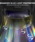 Front view of Pro Grade Auto Shade Welding Helmet With Large 4.6 By 3.2 Inch Viewing Screen Internal Display True Color