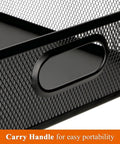 Close-up of handle on Two Pack Metal Mesh Desk Drawer Organizer Tray Set With Handles, heavy-duty steel for easy carry