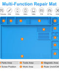Pro Grade Soldering Mat For Electronics Repair With Magnetic Zones And Heat Resistant Silicone Work Pad 70 Compartments