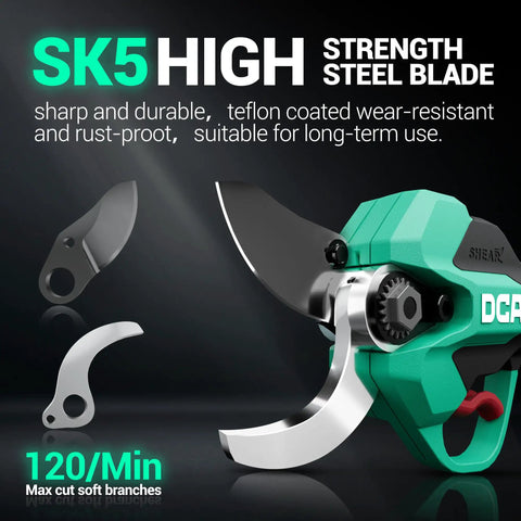 Cordless 20v Brushless Electric Pruning Shears With Dual 20ah Batteries And Sk5 Steel Blades Make Snipping Garden Limbs A Smooth Piece Of Cake Up To 14 Inches Easily, featuring sharp SK5 steel blade.