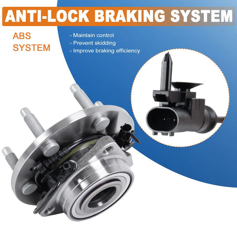 Beefed-Up Front Wheel Hub Bearing Assembly Pair For 4WD Only With ABS Fits 2007-2014 Cadillac Escalade 2007-2013 Chevy Silverado 1500 And 2007-2013 GMC Sierra 1500 6 Lug Bearing Steel ABS Sensor Included For Rugged Reliable Rides